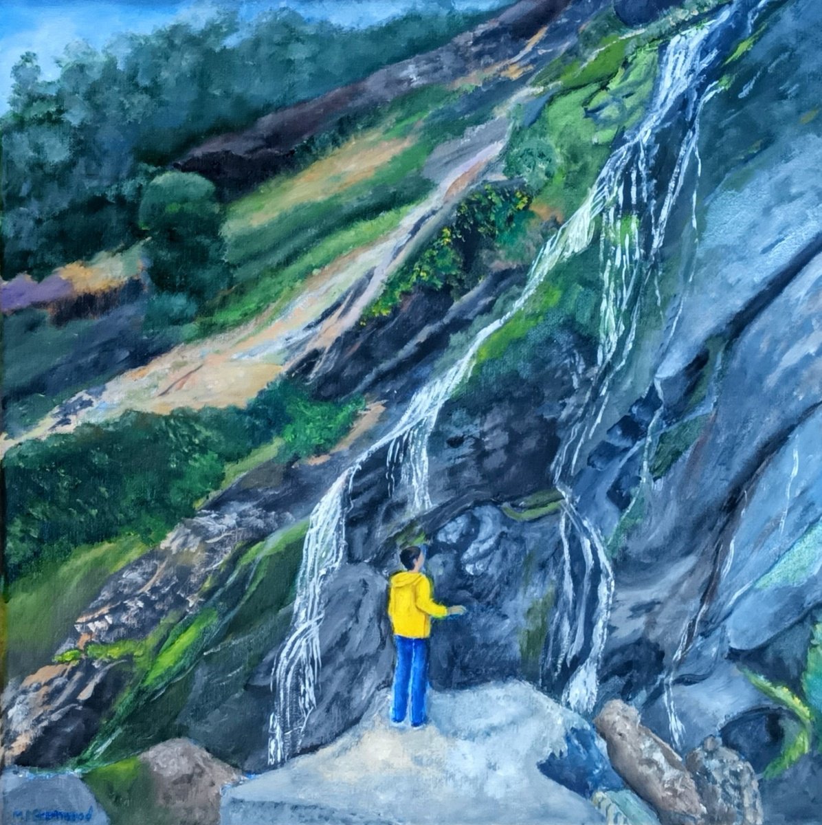Waterfall At Powerscourt By Maureen Greenwood, 20 X 20, Artwork For Sale On Artfinder