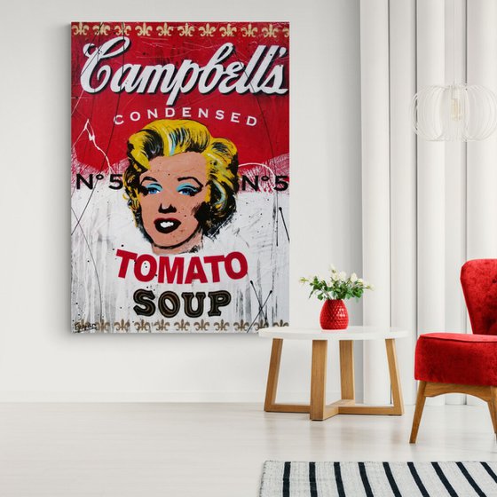 Tomato Marilyn 140cm x 100cm Marilyn Monroe Campbell's Soup Textured Urban Pop Art