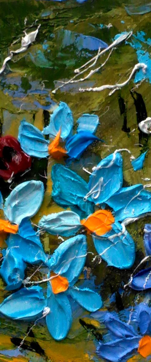 Forget Me Nots Painting Floral Original Art COMMISSIONS for CHRISTIE by Halyna Kirichenko