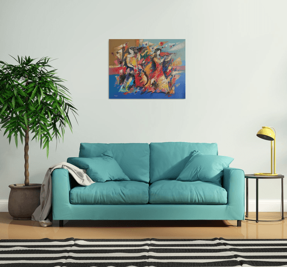 Abstract jazz (90x70cm, oil/canvas, abstract art, ready to hang)