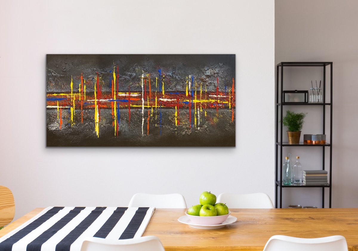 In Line with You - Rectangular - Colours - Abstract Painting by Alessandra Viola