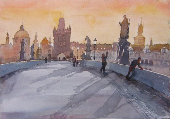 Golden Prague  ( Charles bridge )