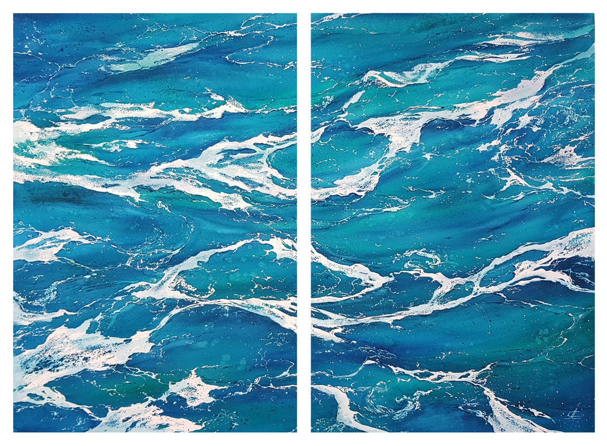 Abstract seascape (29 x 21 inch) by Svetlana Lileeva