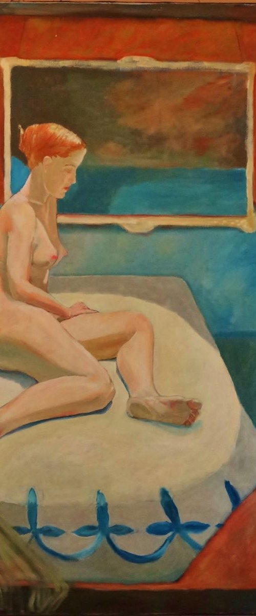 Portrait Of A Nude Woman Waiting by Leon Sarantos