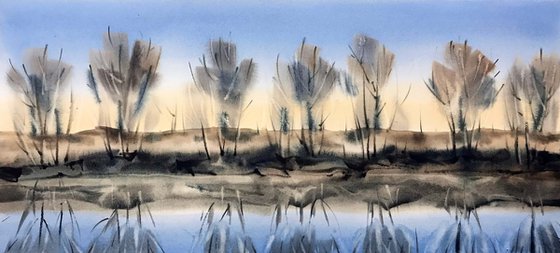 Blue river.  one of a kind, original watercolour