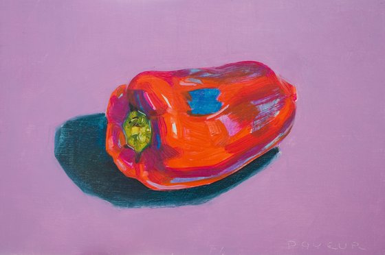 modern still life of red peppers