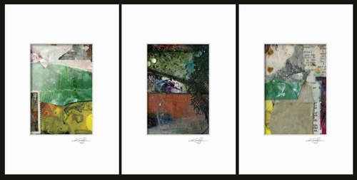 Abstract Collage Collection 1 - 3 Small Matted paintings by Kathy Morton Stanion by Kathy Morton Stanion