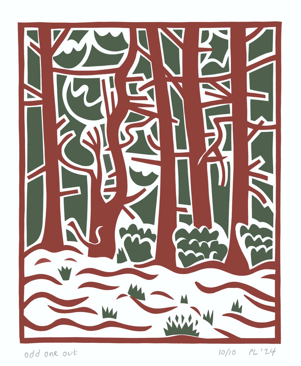 Graphic Landscape Print By Peter Long, 12 X 16", Odd One Out, Original Artwork