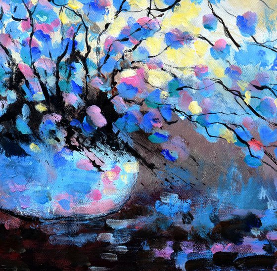 Blue pink still life