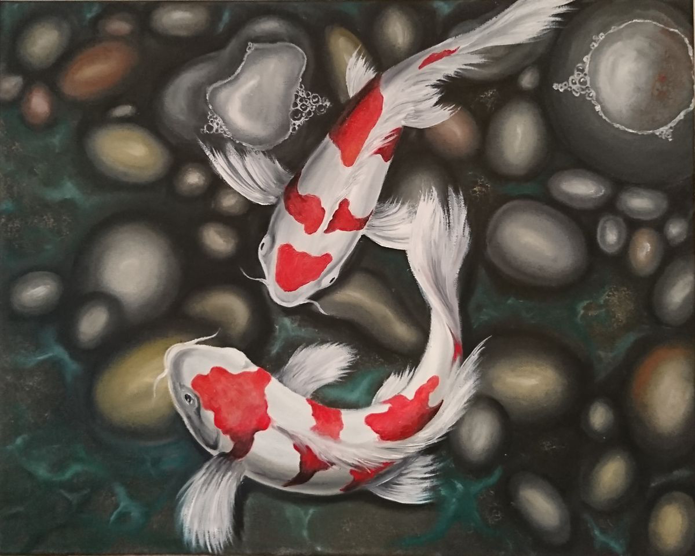 Koi Fish Oil Painting By Teodora Mitova Tea Artfinder