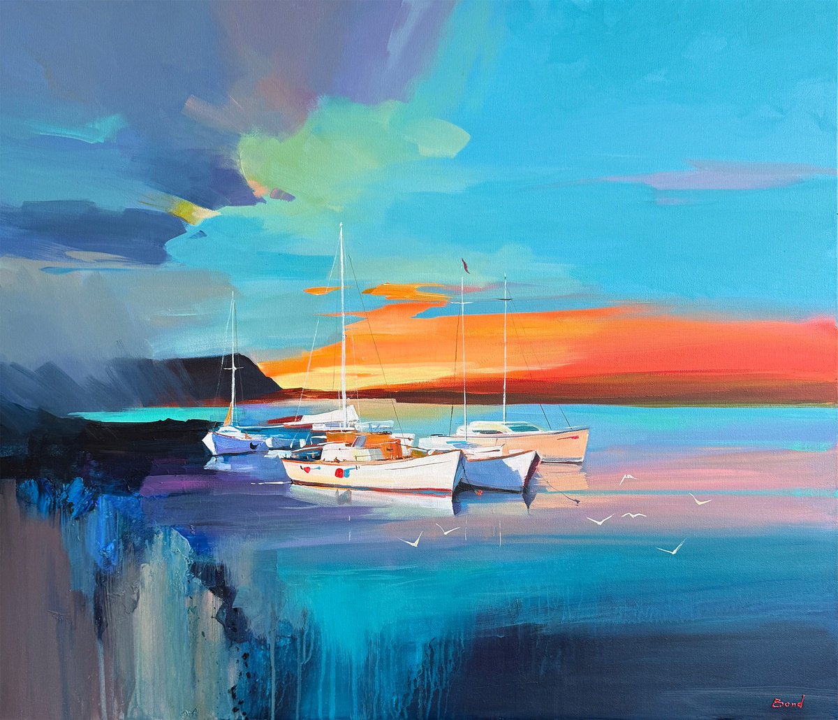 The Luminous Harbor By Tetiana Bond, 35 X 31, Artwork For Sale On Artfinder
