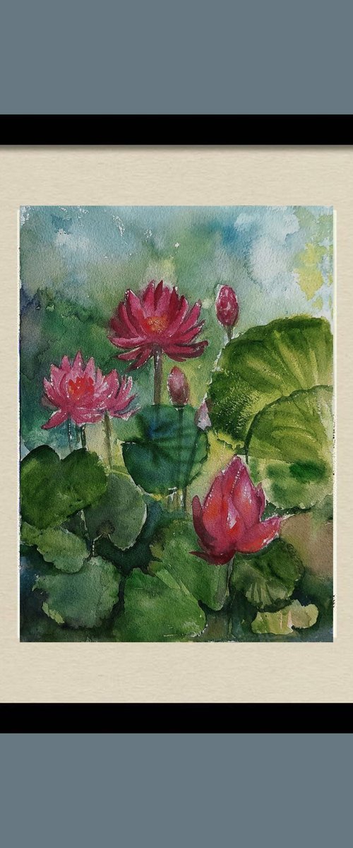 Monsoon Garden Water Lilies 2 by Asha Shenoy