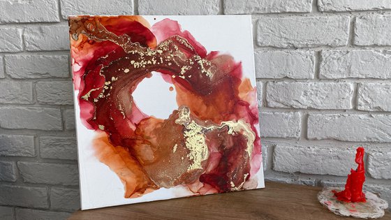 Red Gold Abstract Canvas Art