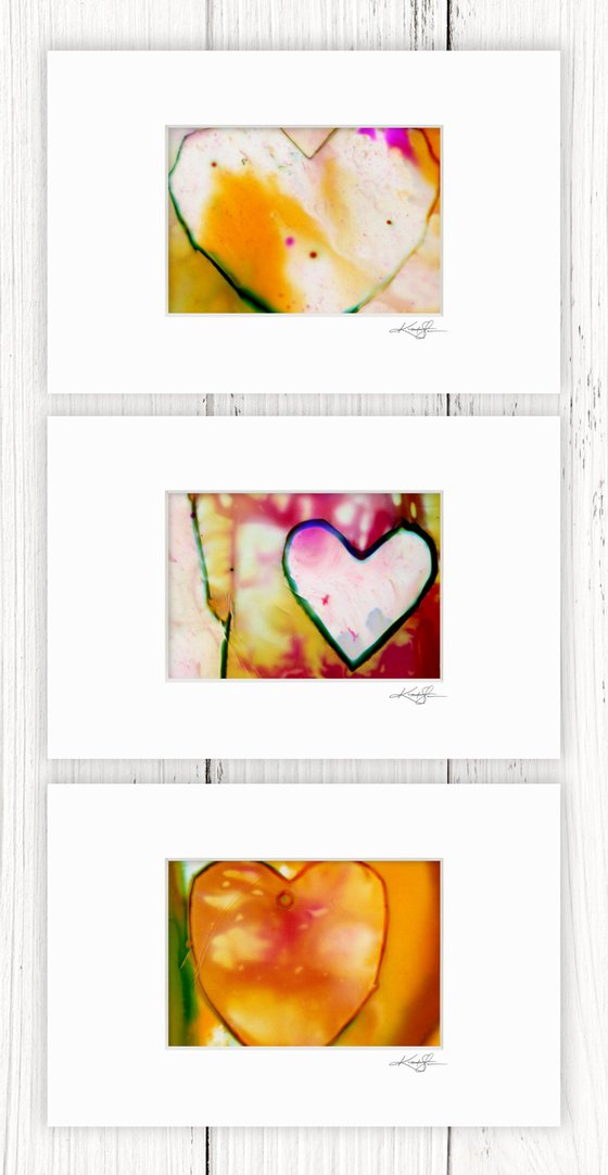 Heart Collection 32 - 3 Small Matted paintings by Kathy Morton Stanion