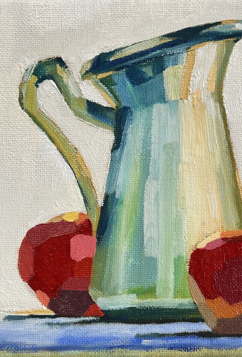 A Milk Jar with Apples by Aylee Kim