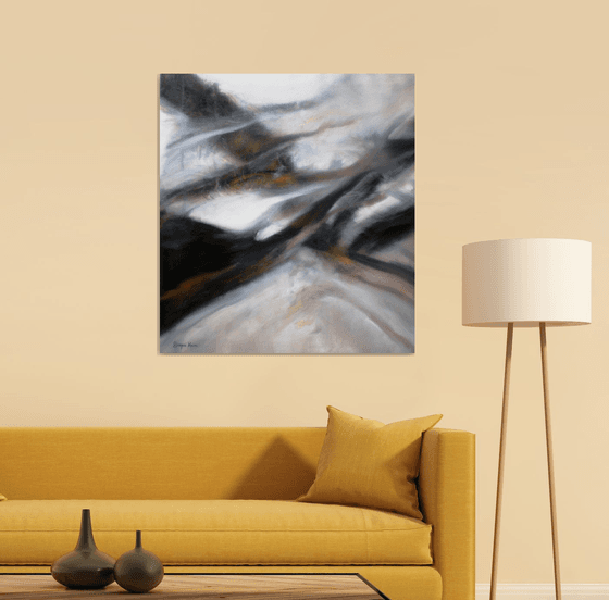 Minimalism, Black and White Painting, Rising Mists