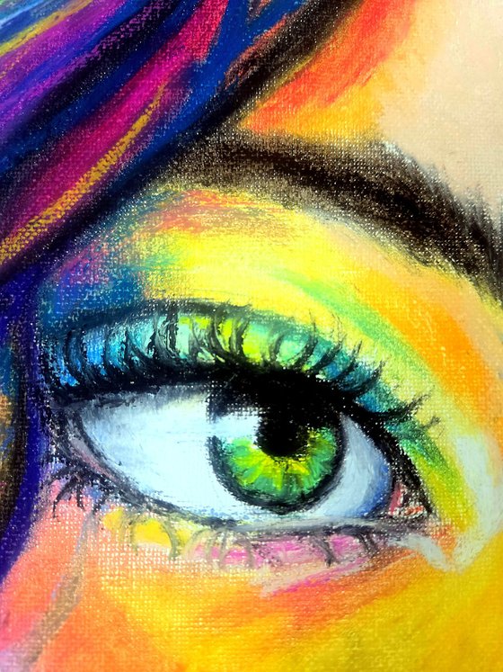 Colorstorm Muse - Oil Pastel Women Portrait
