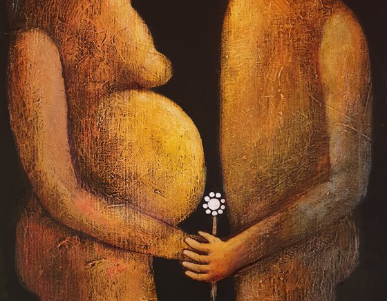 Birth (Acrylic painting, 40x30cm, ready to hang)