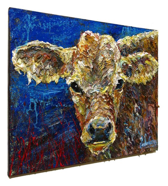 Original Oil Painting Cow Expressionism