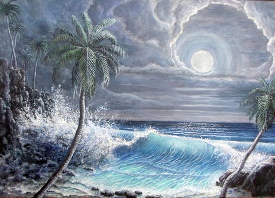 Moonrise over the sea