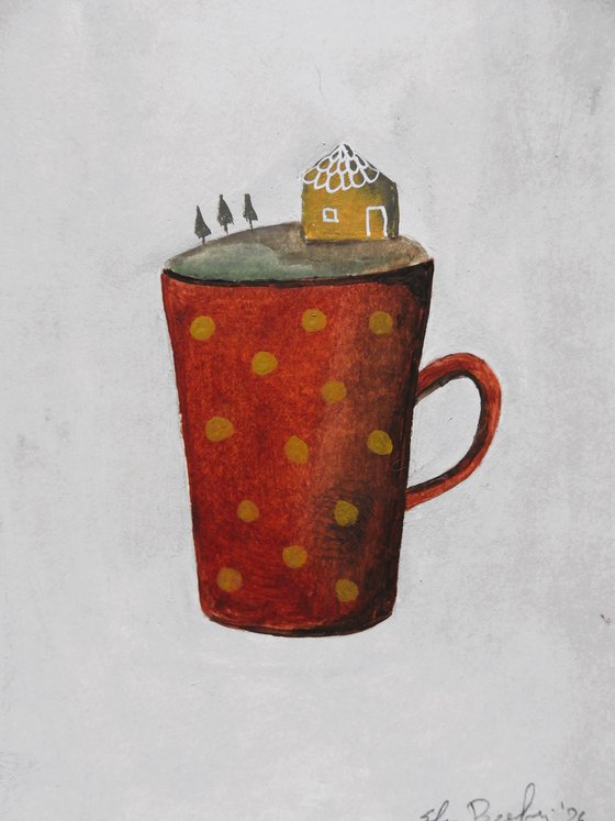 A tiny world in a red cup