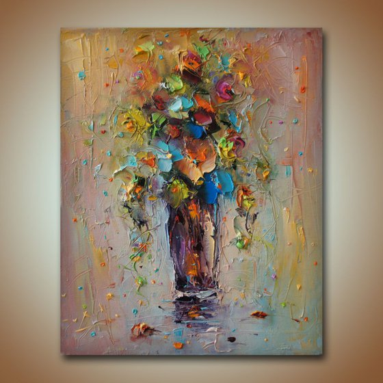 Colorfull composition 3 , Original oil painting on canvas, flowers art, Original painting, free shipping