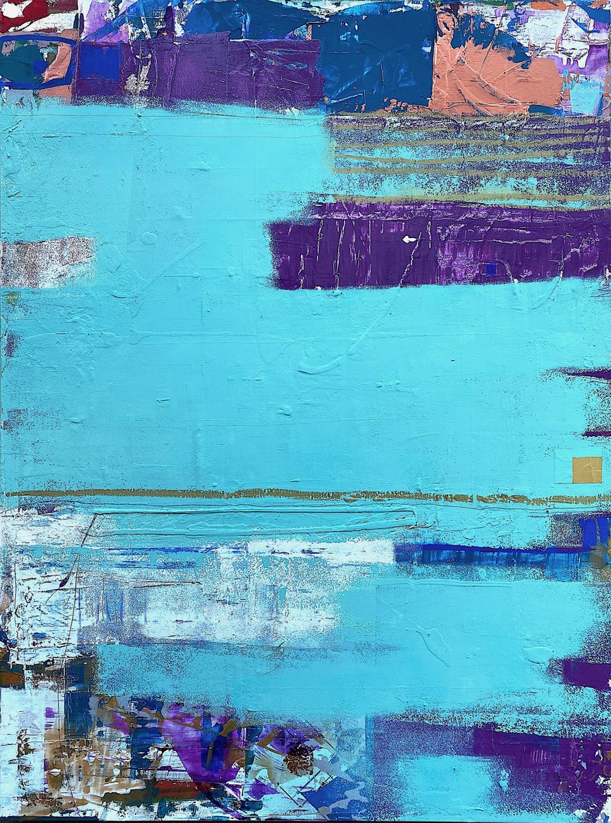 Geometric Abstract Acrylic Painting By Jason Forcier, 36 X 48, Hardly Noticed, Original Artwork