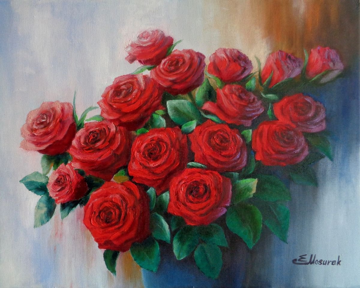 Summer red roses by Elena Mosurak