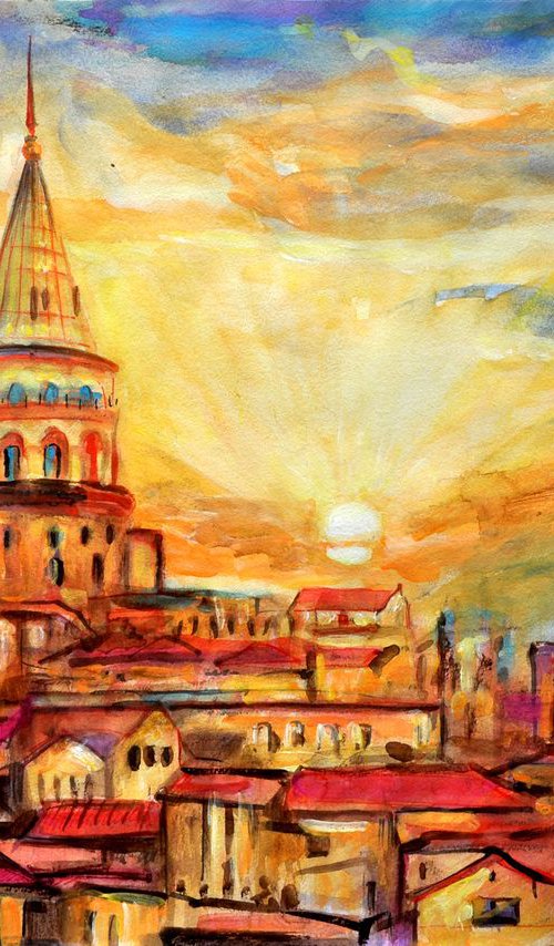 Sunset over Galata Tower by Alex Solodov