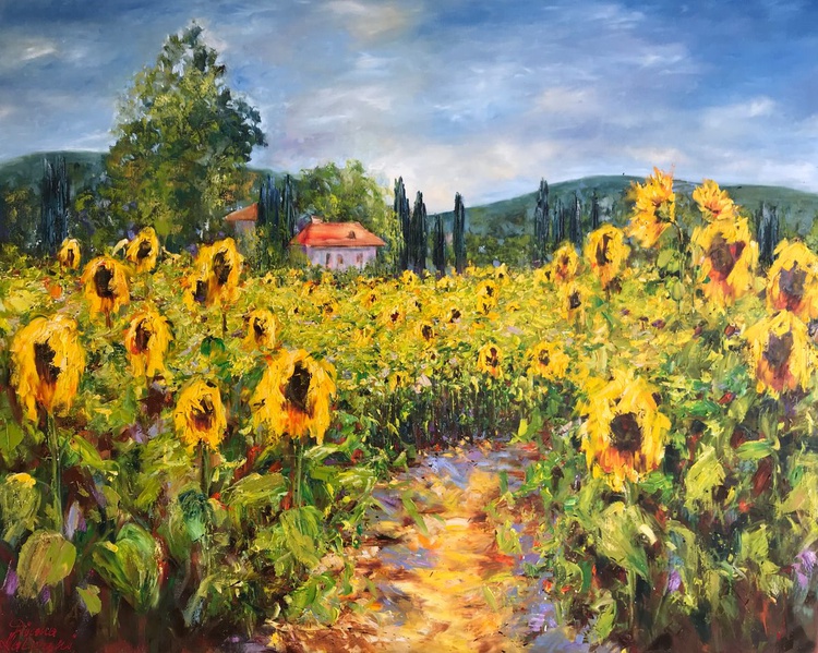 Sunflowers Oil Painting By Diana Malivani Artfinder