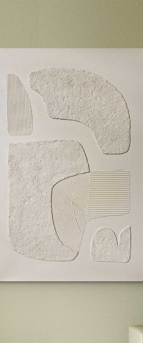 "Bay 2" Beige abstract high textured by Marine