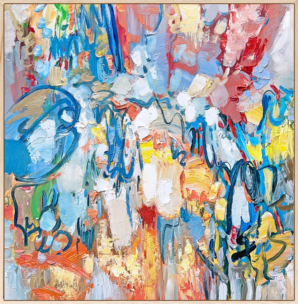 Abstract Acrylic Painting By Lana Guise, 33 X 33", Fresh Air, Original Artwork