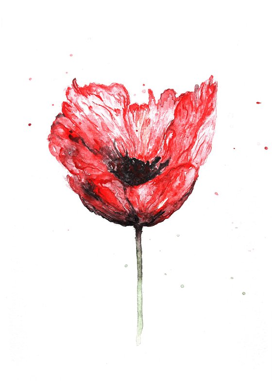 Red flowers art, 3 pieces