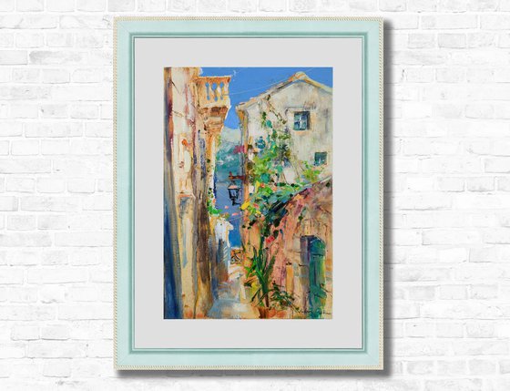 Sunny street in Italian style