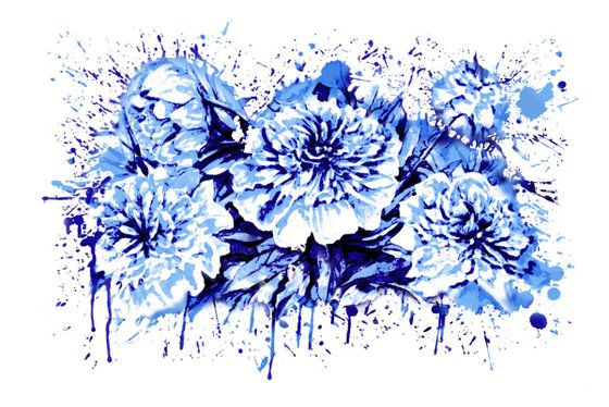 Flowers Splash Blue
