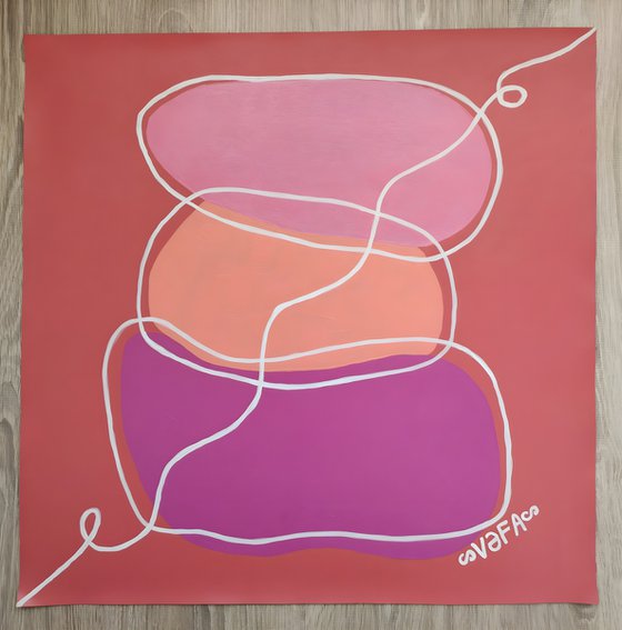 Zen Minimalism.Balance of Pink,Peach,Purple
