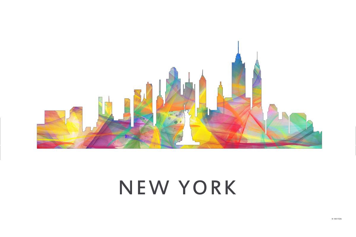 New York City New York Skyline WB1 by Marlene Watson