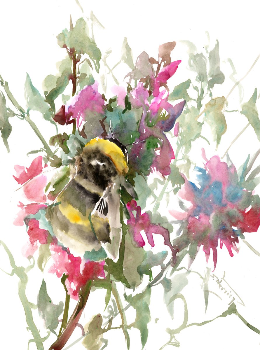 Bumblebee and Flowers by Suren Nersisyan