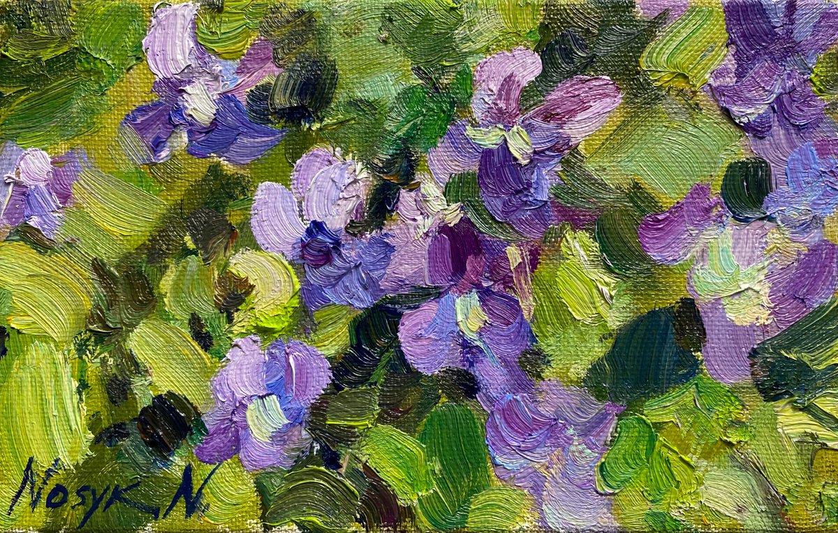 Violets | small oil etude by Nataliia Nosyk