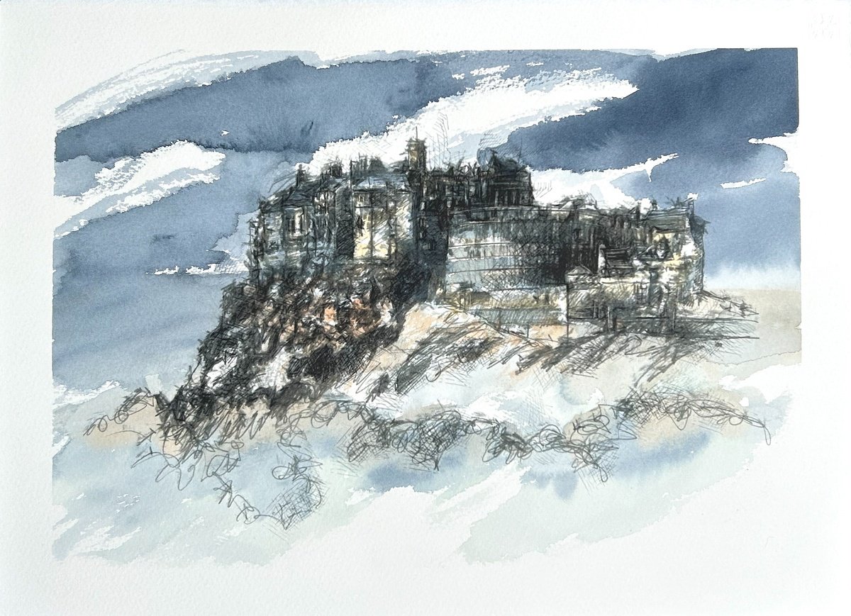 Impressionistic Cityscapes Watercolour By Sean Briggs, 15 X 11", Edinburgh Castle, Original Artwork
