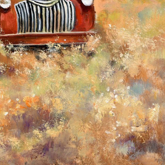 Abandoned old rusty pickup car