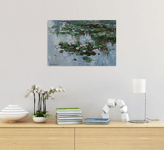 White Water Lilies -  Original Oil painting