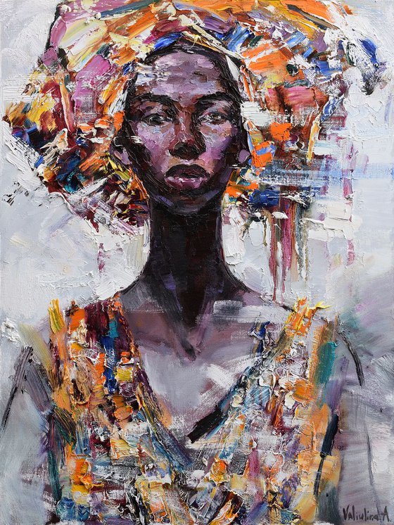African Queen portrait painting #3 - Original oil painting