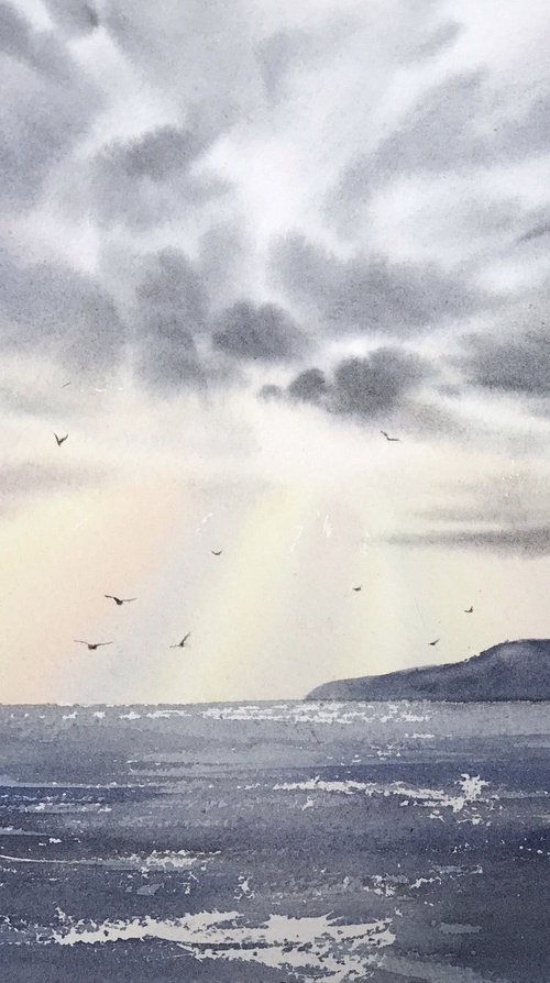 Seagulls over the sea #2 by Eugenia Gorbacheva