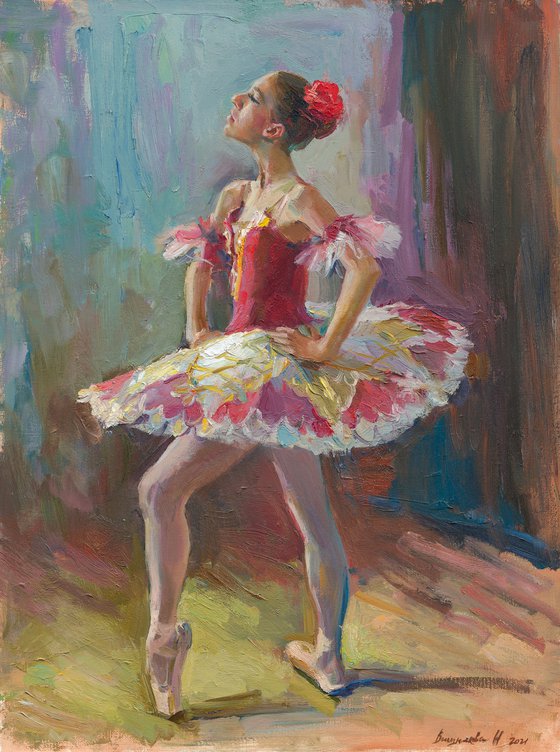 Little ballerina. Ballet Paquita. Oil on canvas. 2021