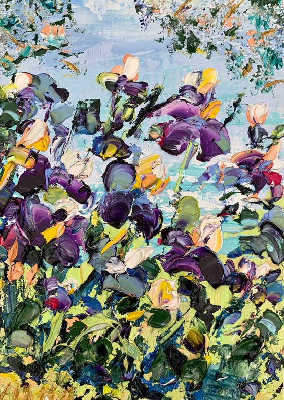 Irises by the pond