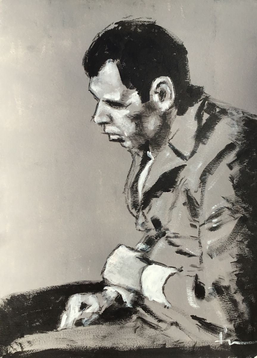 Expressive Portrait Acrylic Painting By Dominique Deve, 12 X 16, Broken, Original Artwork