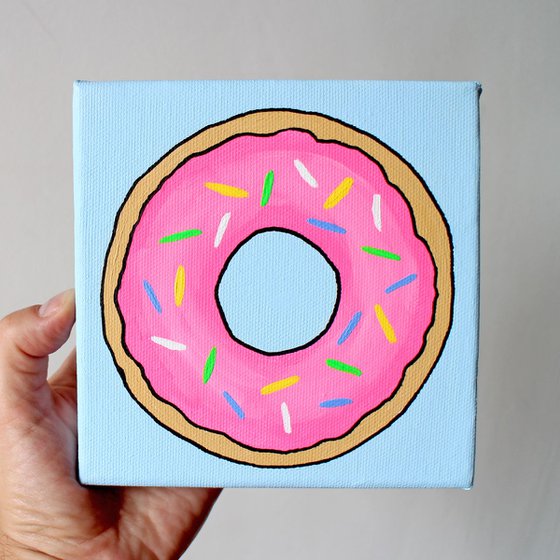 Donut Pop Art Painting On Miniature Canvas