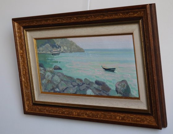 Boats at sunset. Turunc