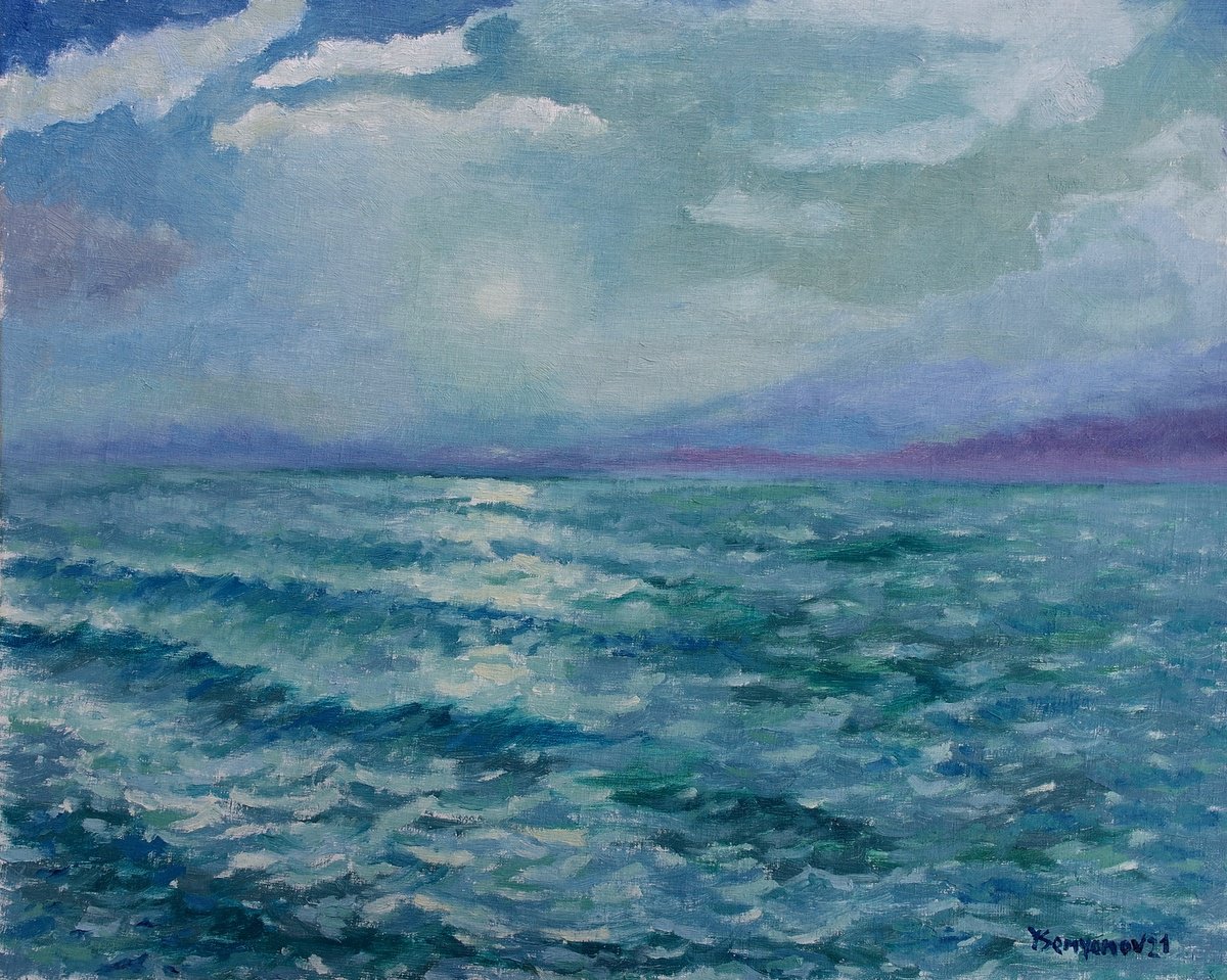 Impressionistic Landscape Oil Painting By Juri Semjonov, 20 X 16", Sea Stories - Seascape., Original Artwork